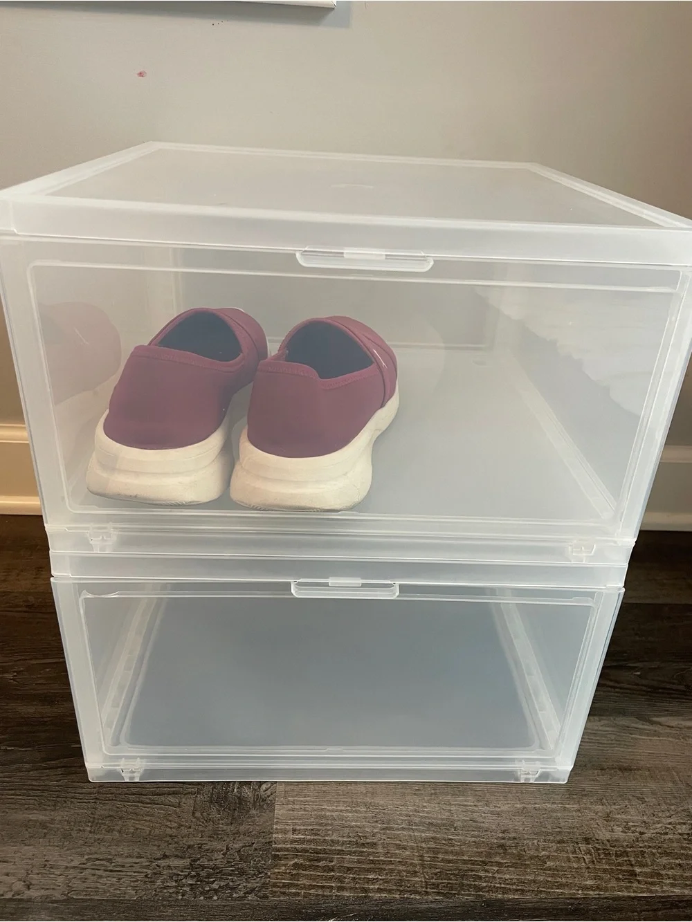2 New Brightroom Clear Stackable Drop-Front Boxes - White/Clear